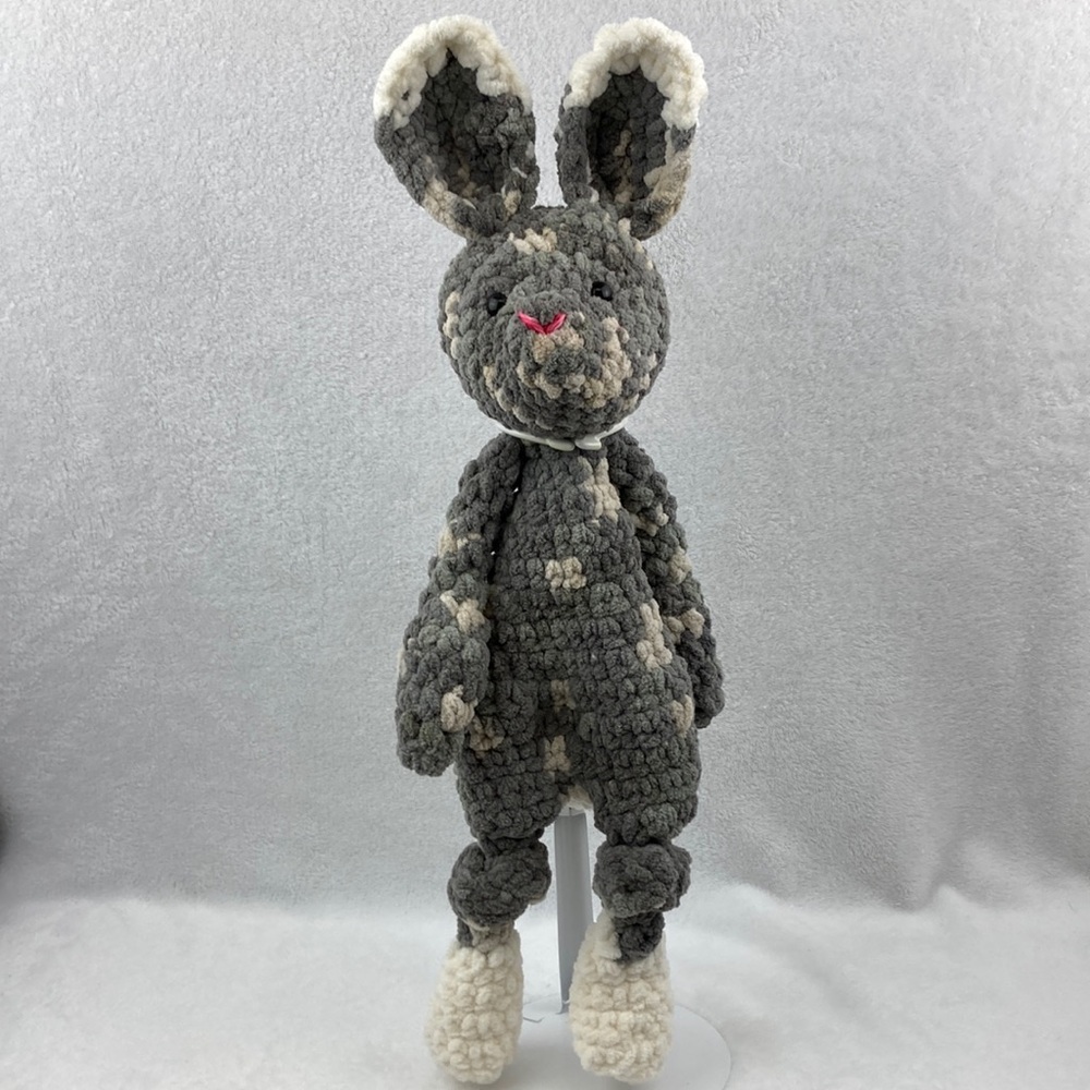 Hand Crafted Crochet  Knotted Lovey’s Rye Rabbit Plush Stuffed Animal Toy 20”